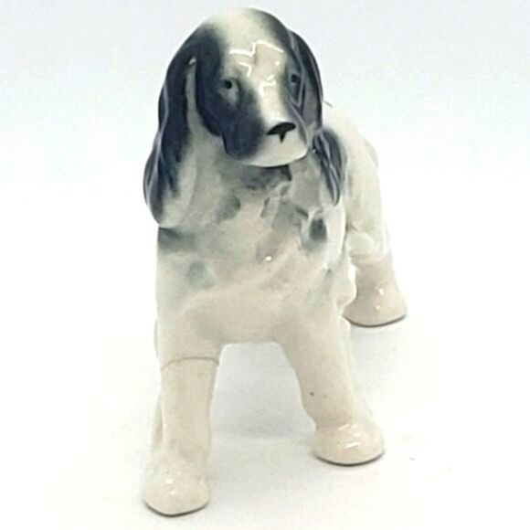 Black White Vintage American Cocker Spaniel Porcelain Figurine AS IS - Picture 10 of 12